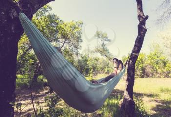 Hammock in the green forest