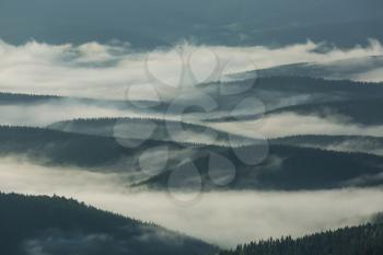 Misty mountains in Carpathian, Ukraine