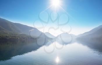 Serenity morning lake for fresh natural background