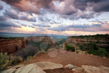 Scenic view of mountains at Colorado National Monument Park at sunrise, USA, Colorado state