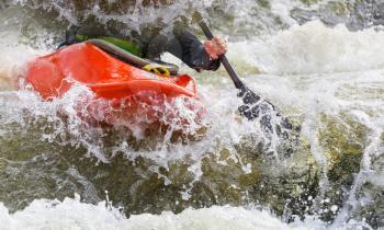 Whitewater kayaking, extreme kayaking in mountain river