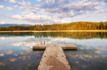 Beautiful lake scene at sunrise. British Columbia, Canada.