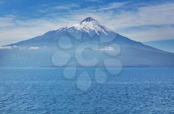 Osorno volcano in Parque Nacional Vicente Perez Rosales, Lake District, Puerto Varas, Chile.