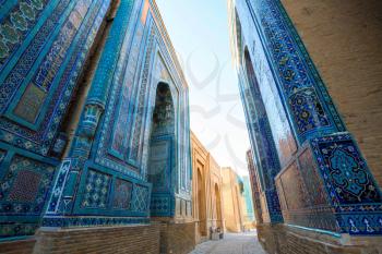 Shah-i-Zinda, Necropolis in Samarkand, Uzbekistan. Famous architecture place.