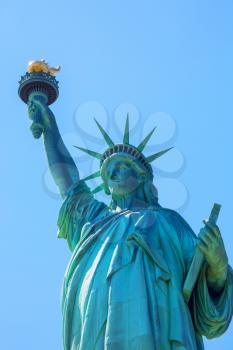 The Statue of Liberty National Monument on the Liberty island, Manhattan, New York, USA.