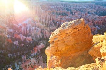 Picturesque colorful pink rocks of the Bryce Canyon National park in Utah, USA