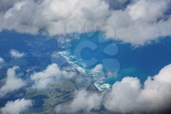 Aerial view on a New Zealand. Travel background and concept