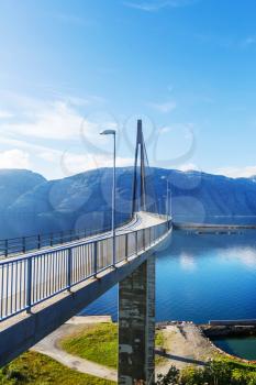 Bridge in Norway mountains, summer season. Travel concept