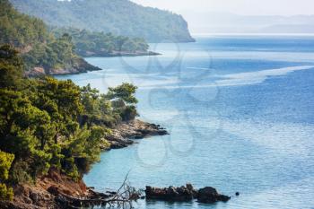 Beautiful sea coast  in Turkey. Amazing natural landscapes along Lycian hiking way.