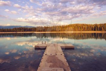 Beautiful lake scene at sunrise. British Columbia, Canada.