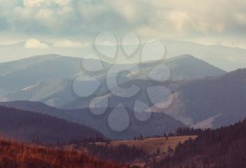 Beautiful natural landscapes in Carpathian mountains