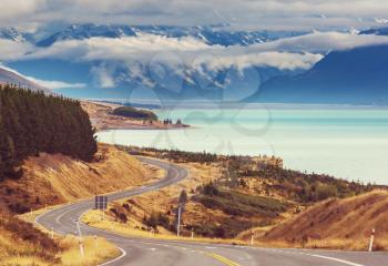 Beautiful mountains road in  New Zealand