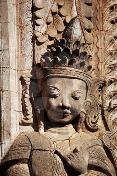 Carved stone figure in Myanmar