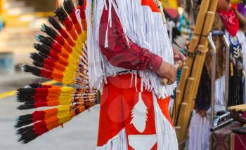 Native American dancers show their traditional dances  of San Salvador