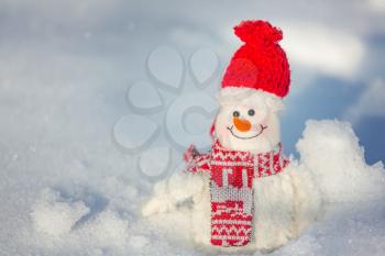 Pretty Snowman on snowy New Year 2020  date background