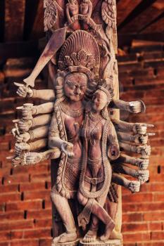 A wooden sculpture carved in Kathnandu, Nepal