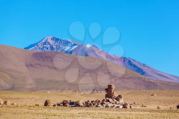Beautiful natural landscapes in volcanic mountains,  Andes region, Bolivia