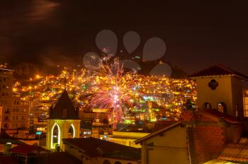 Firework in the night La Paz,  Bolivia