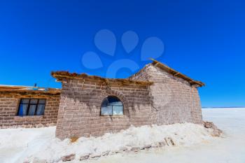 The hotel is built from salt briquettes in the desert in Bolivia