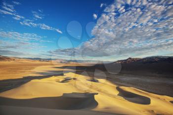 Scenic sand dunes in desert. Natural background.