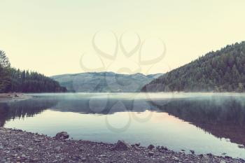 Serenity misty lake