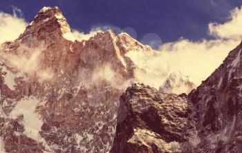 Scenic view of Jannu peak, Kanchenjunga Region,Himalayas,Nepal.
