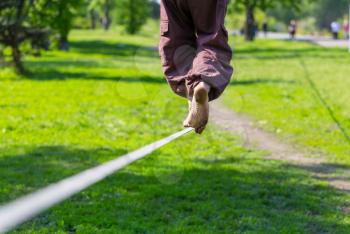 Slacklining is a practice in balance