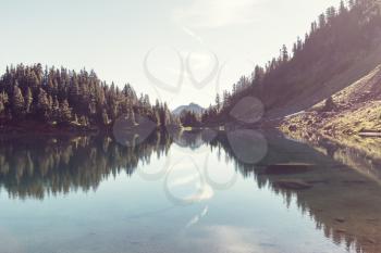 Twin lakes in Mt.Baker Recreational Area,Washington, USA