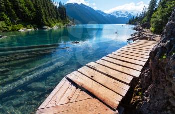 Hike to turquoise Garibaldi Lake near Whistler, BC, Canada.