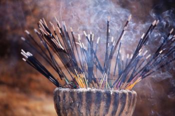 Traditional  incense stick at temple in Sri Lanka