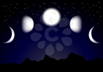 Royalty Free Clipart Image of a Bunch of Moons