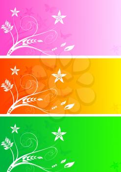 Royalty Free Clipart Image of a Set of Floral Banners