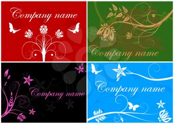 Royalty Free Clipart Image of a Set of Floral Business Cards