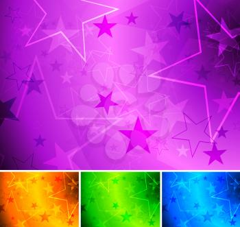 Royalty Free Clipart Image of a Set of Star Backgrounds