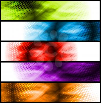 Royalty Free Clipart Image of a Set of Colourful Banners