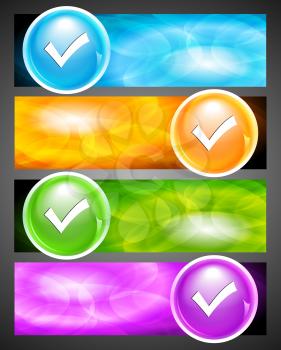 Royalty Free Clipart Image of Banners With Checkmarks
