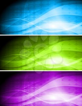 Royalty Free Clipart Image of a Set of Wavy Banners