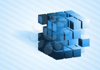 Royalty Free Clipart Image of a Blue Cube