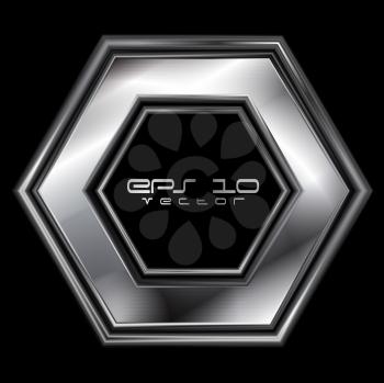 Abstract silver hexagon shape. Vector logo eps 10
