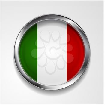 Abstract button with stylish metallic frame. Italian flag. Eps 10 vector background