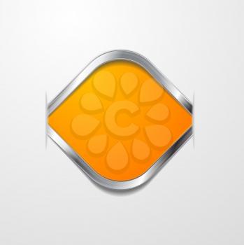 Abstract orange shape with silver frame. Vector background eps 10