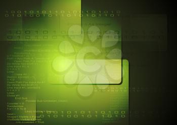 Dark green technology background with binary program code. Vector design eps 10