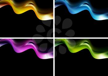 Colourful waves on the black background. Vector design eps 10