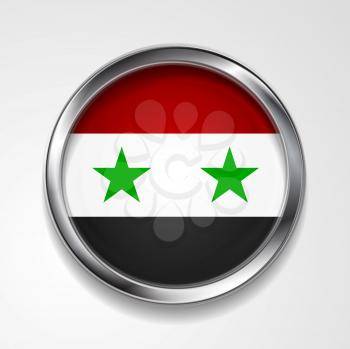 Abstract button with stylish metallic frame. Syrian flag. Eps 10 vector background