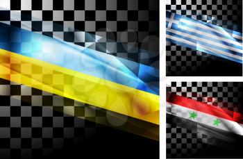 Concept design of flags. Ukraine, Greece and Syria. Vector illustration eps 10