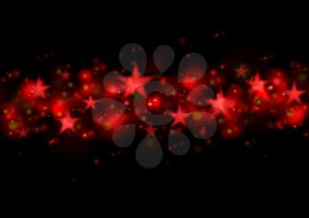 Glowing red stars abstract background