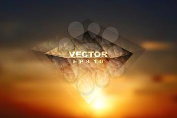 Abstract vector shiny diamond on the sky background