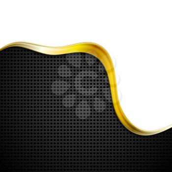 Golden perforated tech background. Vector design