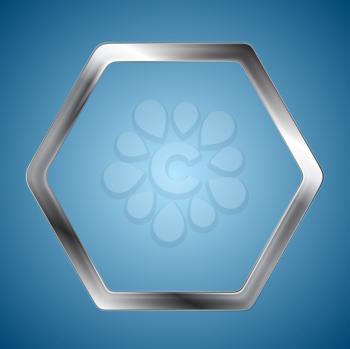 Abstract metallic hexagon logo background. Vector design