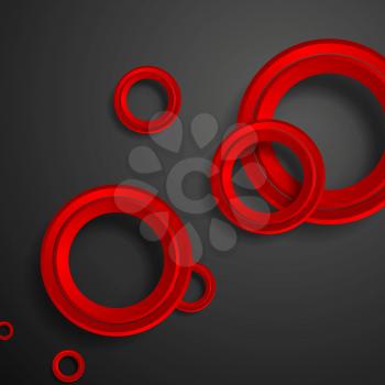 Red circles on black background. Vector design